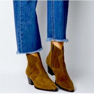 Ash Heidi Bis Brown Brushed Russet Pointed Toe Suede Ankle Boots Booties size 38